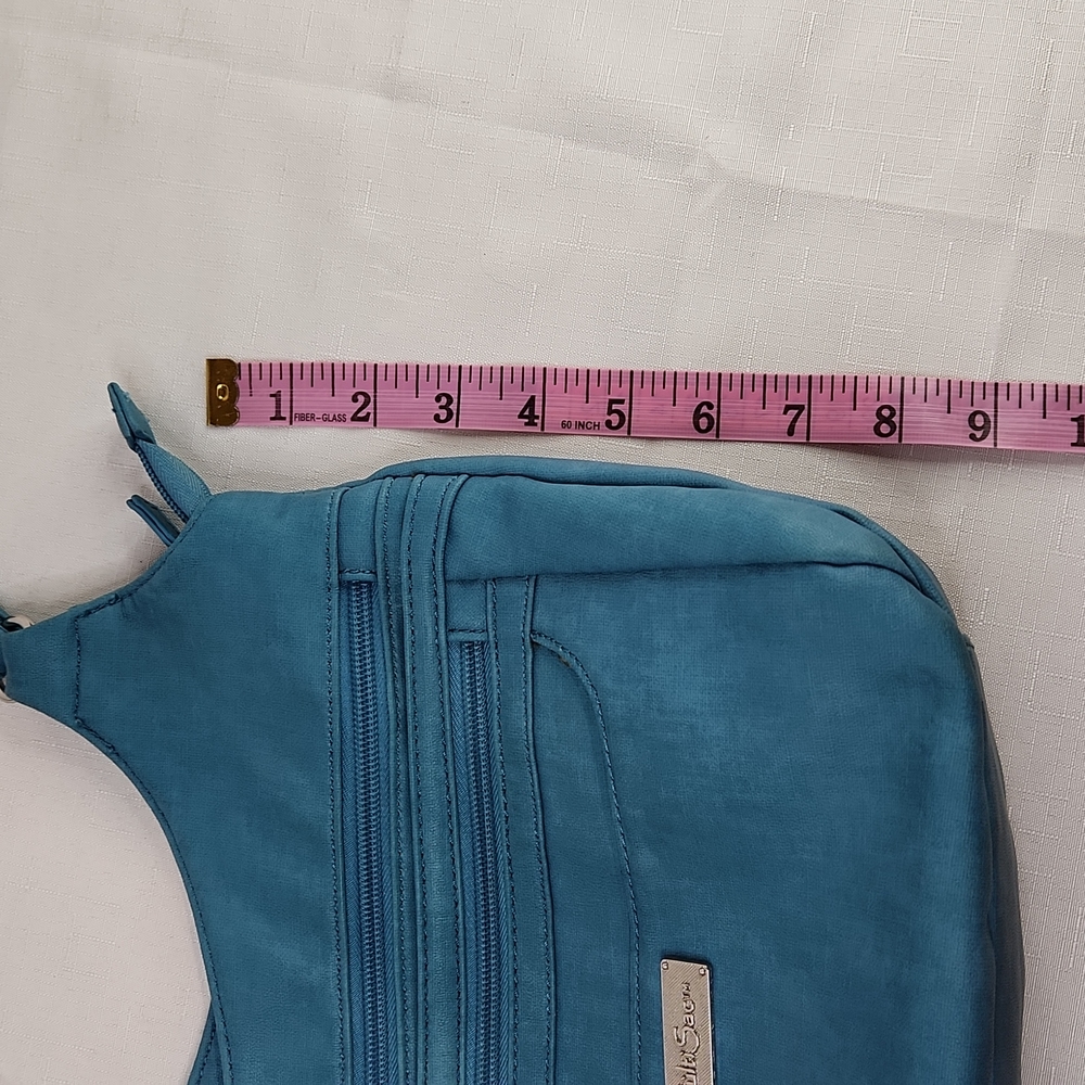 Multisac vegan blue crossbody bag. Size 10 X 9". - Picture 10 of 11